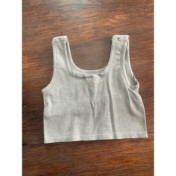 Yogalicious Rib Seamless Bonnie Crop Top Gray Medium - Picture 2 of 3